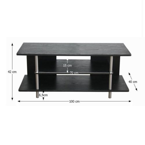 Tv asztal fekete/ezüst színben. (IDO058) Magas minőség.
