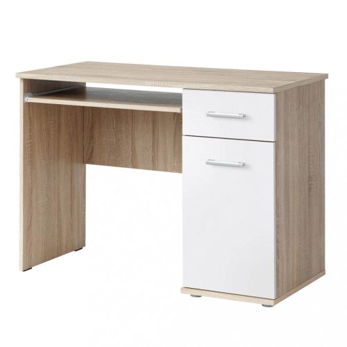 Íróasztal PC asztal, sonoma tölgy/fehér színben (EMI799) Magas minőség!