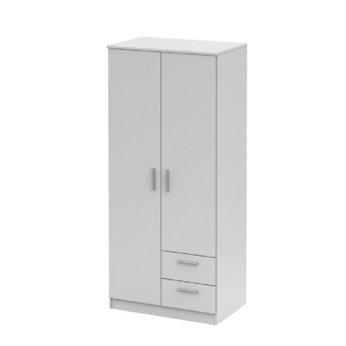 Gardrób szekrény fehér színben INGYEN SZÁLLÍTÁS! 2 ajtós, 2 fiókos, 184 cm magas. Magas minőség! (NOK81)