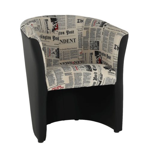 Klub fotel (CUB522) fekete textilbőr/újságminta szövet. Kedvezményes szállítás magas minőség!