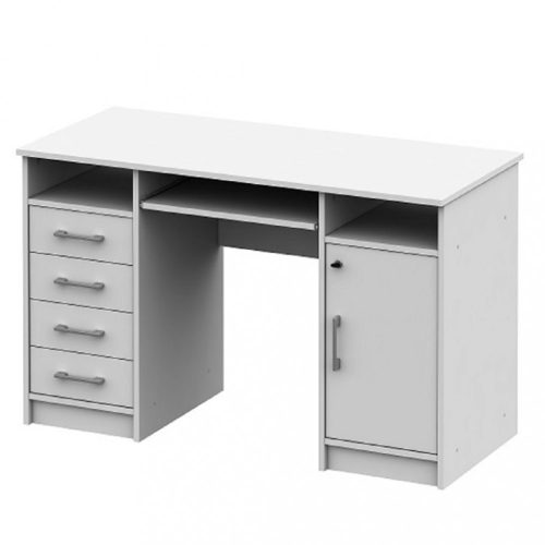 Számítógépasztal íróasztal fehér színben (BEK184) zárható szekrénnyel  Most AKCIÓBAN!
