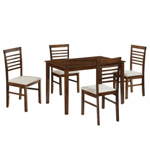 Étkező garnitúra (BRI747) Asztal, 4 székkel 110 cm hosszú, dió/bézs színben. INGYENES SZÁLLÍTÁS!
