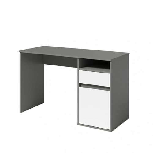 Számítógépasztal, íróasztal  (BLI237) fiókkal szekrénnyel sötétszürke-grafit/fehér színben. Most AKCIÓBAN!