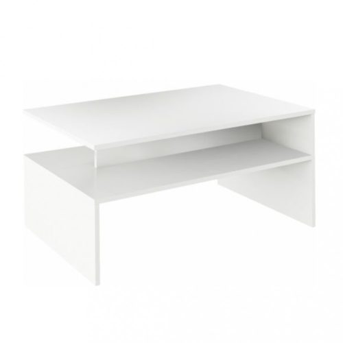 Modern dohányzóasztal (DAL028) polccal, fehér színben, 90 cm széles. Magas minőség most AKCIÓBAN!!