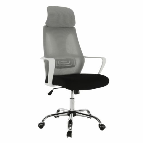 Irodai szék, szürke/fekete/fehér színben. Kartámlákkal, fejtámlával. Magas minőségben. (TAX552)