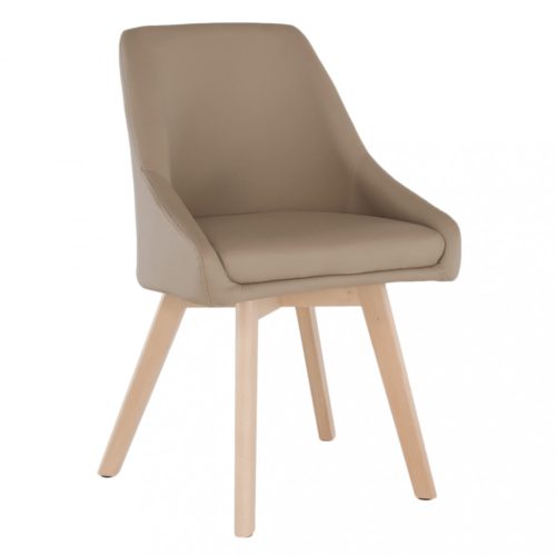 Étkező szék (ZET185) puha üléssel bézs textilbőr/bükk színben. Magas minőségben.