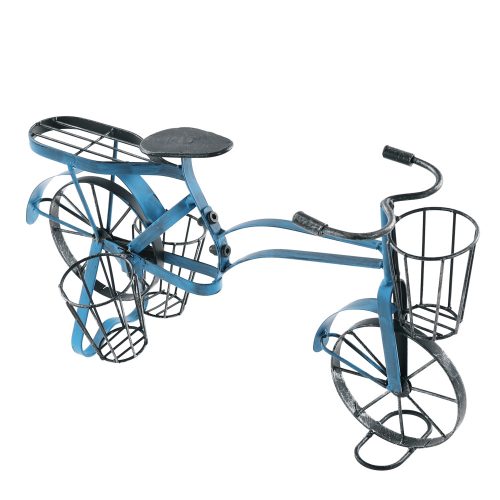 Kerékpár alakú RETRO virágcserép, fekete/kék színben (ALB287), 3 növénykosárral. Magas minőségben.