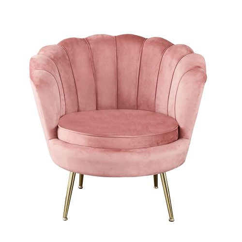 Stílusos fotel (Noblin) INGYEN SZÁLLÍTÁS! Art-deco stílusban, rózsaszín/gold króm-arany színben. 
