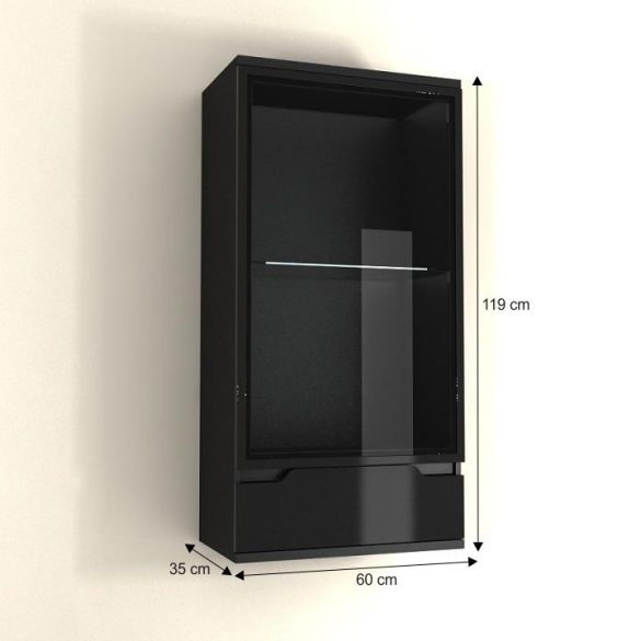 Fali szekrény, vitrin (ADO920) extra magasfényű luxus elemes bútor. 2 féle színben. 